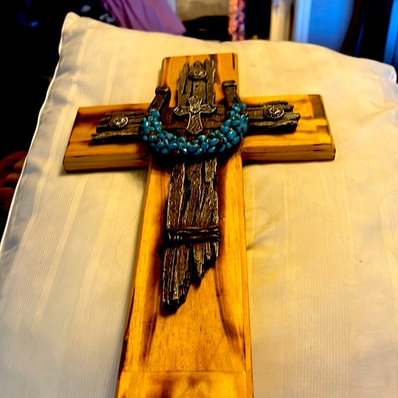 Other - Beautiful cross with turquoise bling.  Length 16 in and width is 10 in.